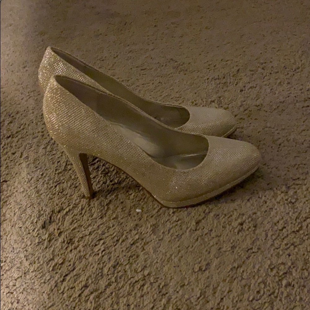 Gold high heels